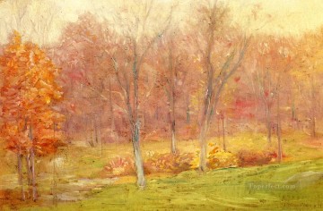  Julian Works - Autumn Rain impressionist landscape Julian Alden Weir woods forest